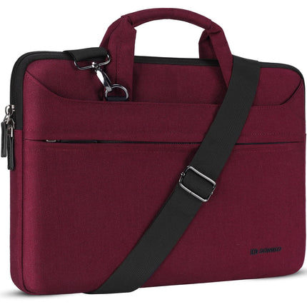 Sierra 14 inch waterdichte laptoptas, aktetas, schoudertas, notebooktas voor 14" Lenovo IdeaPad Yoga 710 ThinkPad A475/Acer Aspire 1 Swift 3/HP Stream 14 Pavilion 14/Asus/Dell, fuchsia-rood