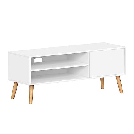 Derins TV-Schrank, Lowboard, Fernsehschrank für Fernseher bis zu 55 Zoll, 120 cm lang, Fernsehtisch, für Wohnzimmer, Industrie-Design, weiß LTV120T46