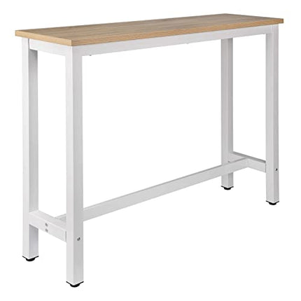 Derins BT30hei 1x Bartisch Bistrotisch Stehtisch Esstisch, Metallgestell, Tischplatte aus MDF, Helle Eiche, 140x40x100cm(BxTxH)