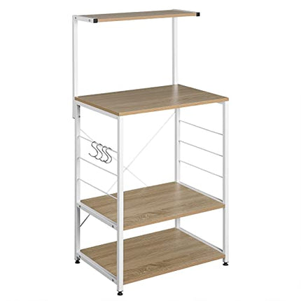 Derins Küchenregal Standregal Mikrowellenhalter Bäcker Regal Haushaltsregal, Helle Eiche+Weiß RGB9285whe