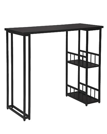 Derins Bartisch BT25sz Stehtisch Bistrotisch Bartheke Tresentisch, mit 2 Ablagefläche, Metallgestell, MDF, 120x50x105cm(BxTxH), Schwarz