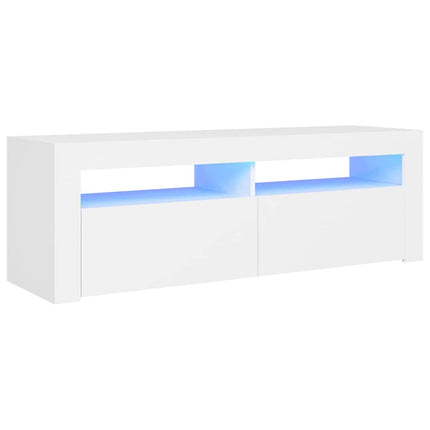 Derins TV Schrank mit LED-Leuchten Lowboard Fernsehschrank Fernsehtisch Sideboard HiFi-Schrank TV Möbel Tisch Board Weiß 120x35x40cm