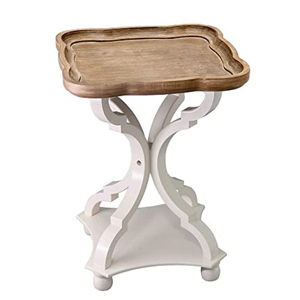 Derins Beistelltisch Holz Kleiner Couchtisch im Landhausstil Beistelltische fürs Wohnzimmer Schlafzimmer Balkon, Kaffee und Blumen, einfach zu montieren, Modern Deko Holz Tisch, 45x45x63.5 cm