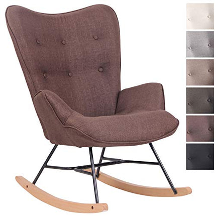 Derins Schaukelstuhl Sanka I Schaukelsessel Mit Stoffbezug Und Metallgestell I Relaxsessel Mit Holzkufen, Farbe:braun