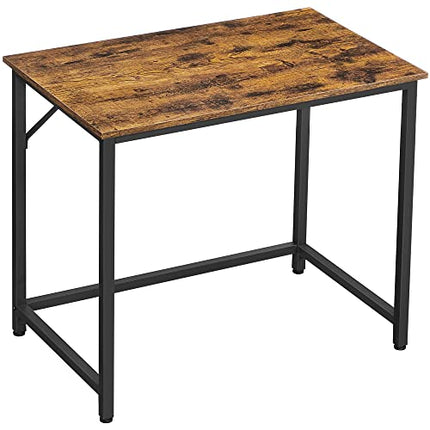 Derins Schreibtisch, Kleiner Computertisch, Bürotisch, für Arbeitszimmer, Schlafzimmer, 50 x 80 x 76 cm, Industrie-Design, Metallgestell, vintagebraun-schwarz LWD038B01