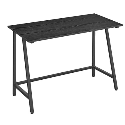 Derins Schreibtisch, Computertisch mit Stahlrahmen, Tischplatte im Vintagestil, Homeoffice-Tisch, einfache Montage, 50 x 100 x 75 cm, Industrie-Design, ebenholzschwarz-tintenschwarz LWD040B56