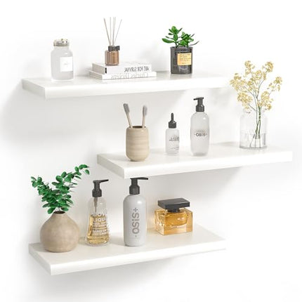 Derins Weiße schwebende Regale für Wand, unsichtbares Wandregal, 3er-Set, weiße Regale für Badezimmer, Schlafzimmer, Wohnzimmer und Küche, Dekoration und Ausstellung.