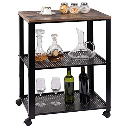 Derins Servierwagen Küchenwagen Küchenregal Rollwagen Metall Retro Rollbar 60x40x76cm RW032dc