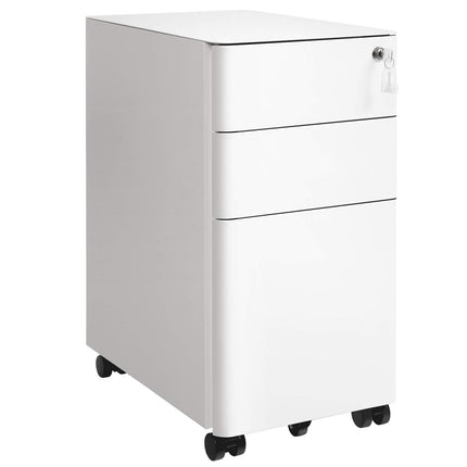 SONGMICS Roll container, filing cabinet, office cabinet with wheels and lock, for documents in DIN A4, legal and letter format, suspension file, white OFC030W01