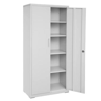 SONGMICS Aktenschrank, Büroschrank mit 2 Türen, Lagerschrank aus Stahl, 5 Ebenen, für Garage, Arbeitszimmer, Grau OMC015G01