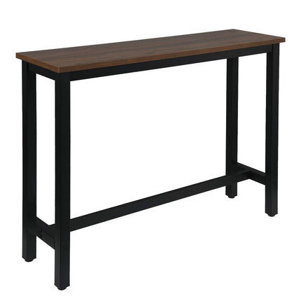 Derins BT30dc 1x Bartisch Bistrotisch Stehtisch Esstisch, Metallgestell, Tischplatte aus MDF, Dunkelbuche, 140x40x100cm(BxTxH)