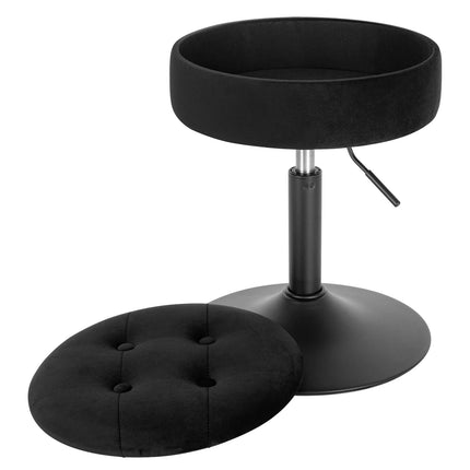 Derins Verstellbarer Sitzhocker Stuhl, Arbeitshocker Bürohocker Hocker mit Stauraum, niedriger Barhocker aus Samt für Kneipe Esszimmer, Schwarz, 49,5-65 cm, BH329sz-1