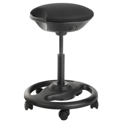 SONGMICS werkkruk, ergonomische werkkruk, wielkruk, draaistoel op wielen, extra grote zitting, 10° kantelbaar, in hoogte verstelbaar, werkkamer, kantoor, dik kussen, zwart OSC06BK