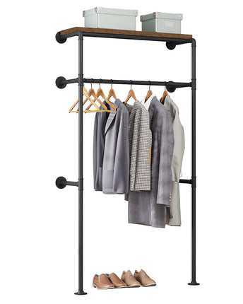 Derins industrielle Kleiderstange Wand,Garderobe für begehbaren Kleiderschrank,Kleiderständer mit Regal,für Schlafzimmer Ankleidezimmer, SRY41shei