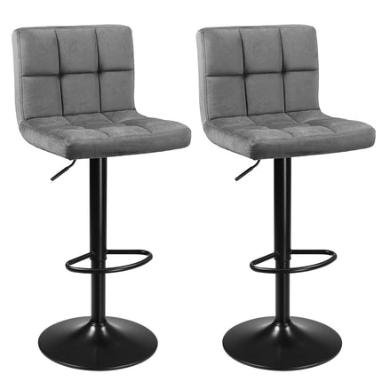 SONGMICS Bar, 2er-Set Samthocker, höhenverstellbar, Drehstuhl mit Rückenlehne und Fußstütze, dunkelgrau