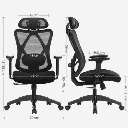 SONGMICS Office chair, ergonomic office chair, black OBN063B01