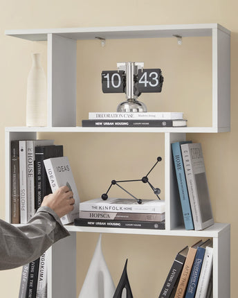 VASAGLE Bücherregal, freistehendes Bücherregal mit 6 Ebenen, Büroregal, dekoratives Regal, für Präsentationen, modern, für Wohnzimmer, Schlafzimmer, Büro, Weiß LBC61WT