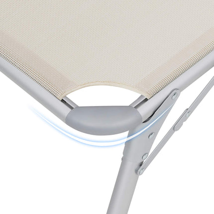 SONGMICS Sun Lounger Sun Lounger Large 65 x 200 x 48 cm Load 150 kg with Backrest and Umbrella Foldable for Garden Balcony Terrace Beige GCB26BE