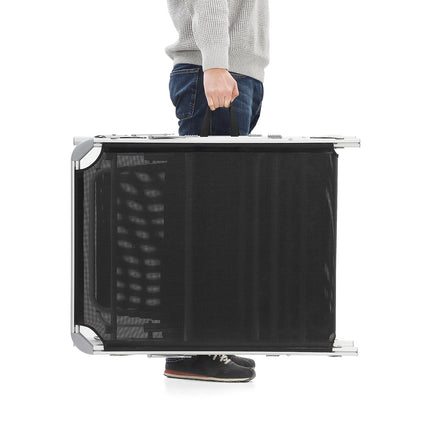 SONGMICS Sun Lounger with Roof Sun Lounger Garden Lounger Aluminum Large 65 x 200 x 48 cm Loadable up to 150 kg Backrest Adjustable Foldable Garden Balcony Terrace Black GCB26BK