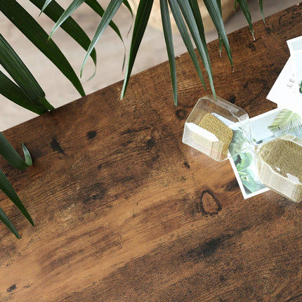 VASAGLE Schuhbank mit 2 Gitterböden, Schuhregal mit Sitzfläche, Schuhregal für den Eingangsbereich, Flur, Metall, Industriedesign, Vintage braun-schwarz LBS74X