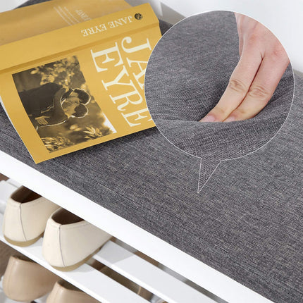 SONGMICS Schuhregal aus Bambus, Schuhregal mit 2 Ablagen, Bank, für Flure, Wohnzimmer, Sitzplätze bis 150 kg, 71 x 29 x 49 cm, Weißgrau LBS604W01