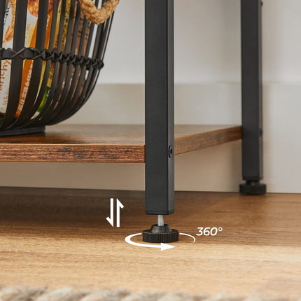 VASAGLE keukenplank, staand rek met 3 schappen, met 6 S-vormige haken, industrieel ontwerp, voor magnetron, kookgerei, specerijen, potten en pannen, vintage bruin-zwart KKS023B01