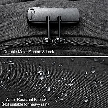 Tzowla Laptop Rugzak voor Heren,Waterdichte Antidiefstalrugzak voor School,Universiteit met USB-Oplaadpoort en Slot,17/17,3 inch Laptoptas voor Dames Jongens Meisje Vrijetijds Werk,Reisrugzak-Zwart