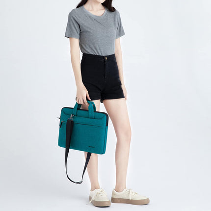 Sierra 14 inch waterdichte laptoptas, aktetas, schoudertas, notebooktas voor 14" Lenovo IdeaPad Yoga 710 ThinkPad A475/Acer Aspire 1 Swift 3/HP Stream 14 Pavilion 14/Asus/Dell, groen-blauw