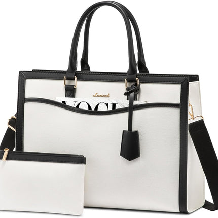 LOVEVOOK Laptoptas 15,6 inch zwarte handtas dames grote shopper tas lederen tote bag werktas schoudertas aktetas uni tas lerarentas schoudertas schoudertas voor business school