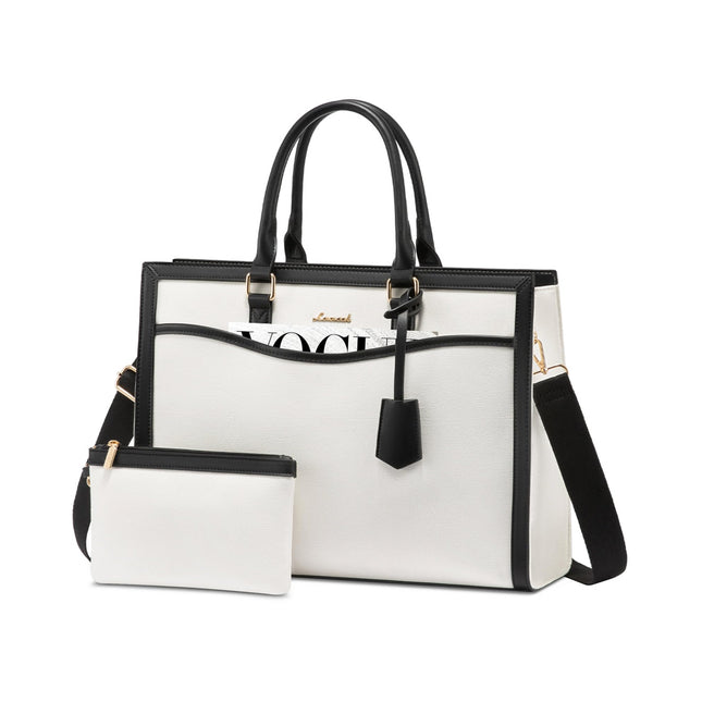 LOVEVOOK Laptoptas 15,6 inch zwarte handtas dames grote shopper tas lederen tote bag werktas schoudertas aktetas uni tas lerarentas schoudertas schoudertas voor business school