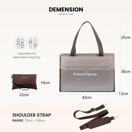 LOVEVOOK Laptoptassen voor vrouwen dames werktassen grote draagtas met laptopvak designer handtas stijlvolle PU-lederen aktetas voor school schoudertas voor kantoor en bedrijf