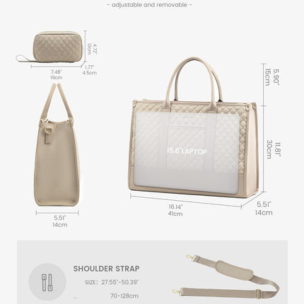 LOVEVOOK Laptoptas Dames, Waterdichte Werktas Handtas Grote Schooltas Shopper Zakelijke Tas Aktetas Lerarentas, Leren Tote Bag Notebooktas voor Kantoor Universiteit