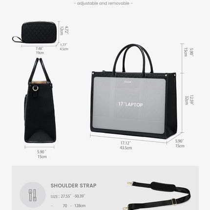 LOVEVOOK Laptoptas Dames, Waterdichte Werktas Handtas Grote Schooltas Shopper Zakelijke Tas Aktetas Lerarentas, Leren Tote Bag Notebooktas voor Kantoor Universiteit