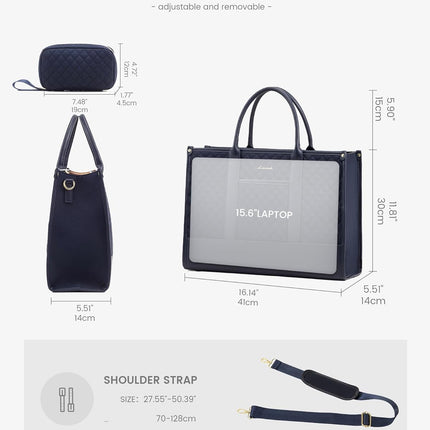 LOVEVOOK Laptoptas Dames, Waterdichte Werktas Handtas Grote Schooltas Shopper Zakelijke Tas Aktetas Lerarentas, Leren Tote Bag Notebooktas voor Kantoor Universiteit