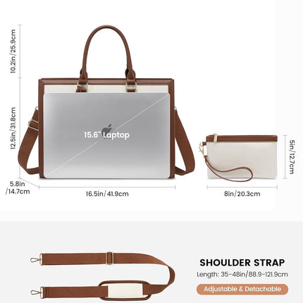 LOVEVOOK Laptoptas 15,6 inch zwarte handtas dames grote shopper tas lederen tote bag werktas schoudertas aktetas uni tas lerarentas schoudertas schoudertas voor business school