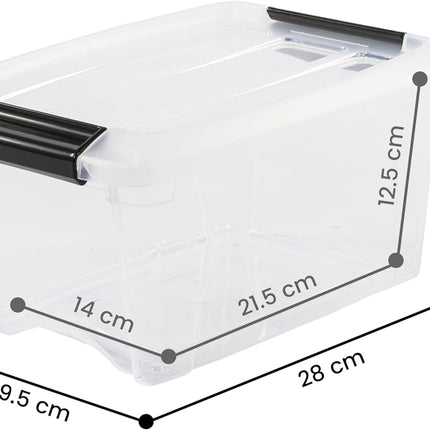 Iris Ohyama, Set van 6 opbergdozen, 5L, Stapelbaar, Garage, slaapkamer, woonkamer,NTB-5, B28 x D19,5 x H14,5 cm - Transparant