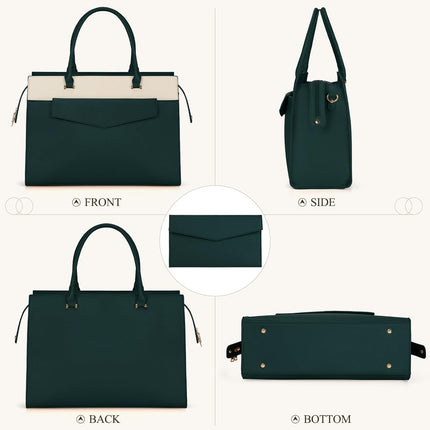 RAINSMORE Laptoptassen voor vrouwen 15,6 inch, dames draagtas, lederen designer laptop handtas, grote werktas met envelop, clutch tas voor kantoor en school