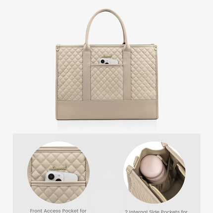 LOVEVOOK Laptoptas Dames, Waterdichte Werktas Handtas Grote Schooltas Shopper Zakelijke Tas Aktetas Lerarentas, Leren Tote Bag Notebooktas voor Kantoor Universiteit