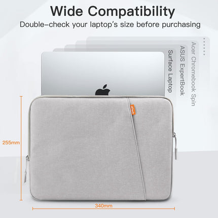 Sierra Laptop Sleeve Hoes voor 13,3 Inch MacBook Air/Pro, 14 Inch MacBook Pro M4 / M3 / M2 / M1 2021-2024, 13-13,6 Inch Laptop Notebook, Case Bag Waterdichte Beschermhoes (Lichtgrijs)