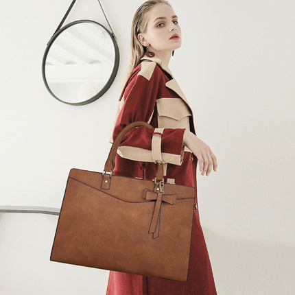 Dakuly Laptoptassen voor vrouwen, 15,6 inch, dameshandtassen, draagtas, grote werktassen, PU-lederen ontwerper-schoudertas voor zakelijk gebruik, kantoor, winkelen of universiteit