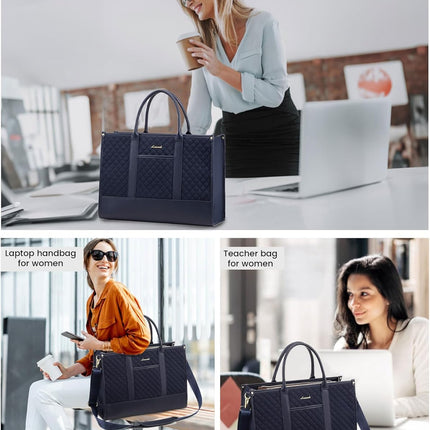 LOVEVOOK Laptoptas Dames, Waterdichte Werktas Handtas Grote Schooltas Shopper Zakelijke Tas Aktetas Lerarentas, Leren Tote Bag Notebooktas voor Kantoor Universiteit