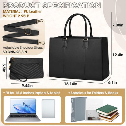 NEWHEY Laptoptassen voor vrouwen 15,6 inch laptop draagtas voor kantoor