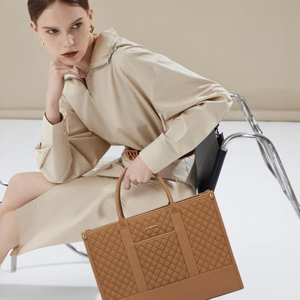 LOVEVOOK Laptoptas Dames, Waterdichte Werktas Handtas Grote Schooltas Shopper Zakelijke Tas Aktetas Lerarentas, Leren Tote Bag Notebooktas voor Kantoor Universiteit