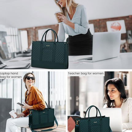 LOVEVOOK Laptoptas Dames, Waterdichte Werktas Handtas Grote Schooltas Shopper Zakelijke Tas Aktetas Lerarentas, Leren Tote Bag Notebooktas voor Kantoor Universiteit