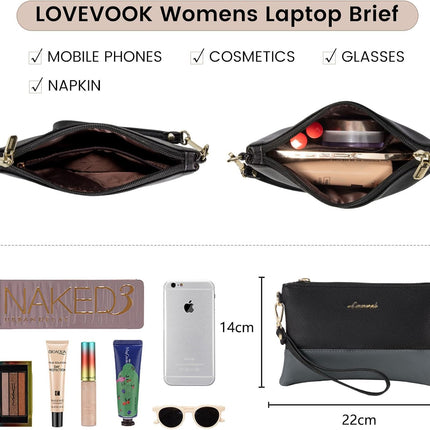 LOVEVOOK Laptoptassen voor vrouwen dames werktassen grote draagtas met laptopvak designer handtas stijlvolle PU-lederen aktetas voor school schoudertas voor kantoor en bedrijf