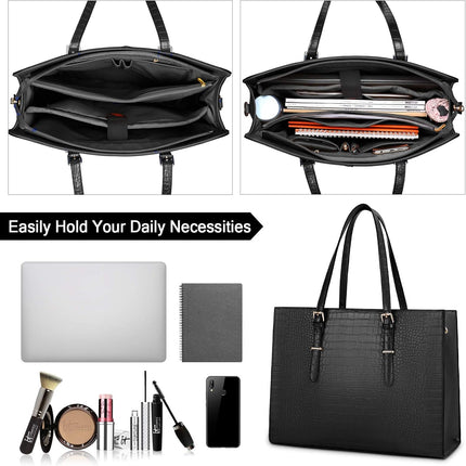 Lubardy Laptoptassen voor vrouwen, boodschappentas, 15.6 inch lederen grote dameshandtas, werktas, designer zaken-, schouder-, winkel- of kantoortas