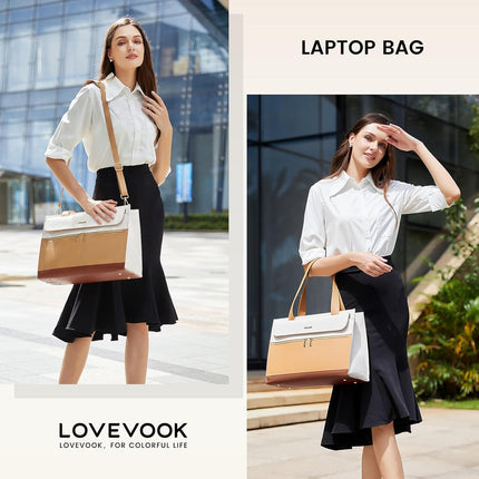 LOVEVOOK Laptoptassen voor vrouwen dames werktassen grote draagtas met laptopvak designer handtas stijlvolle PU-lederen aktetas voor school schoudertas voor kantoor en bedrijf