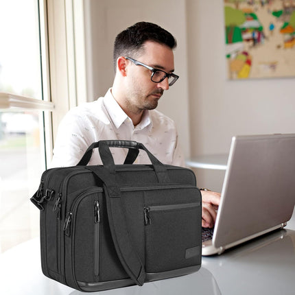 VANKEAN 17,3 inch laptop aktetas voor mannen en vrouwen, hoogwaardige schoudertas, waterafstotende laptops met RFID-vak, uitbreidbare messenger bag