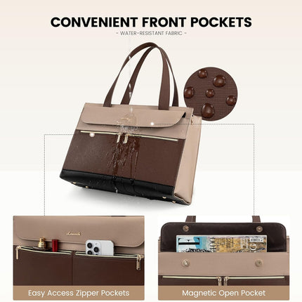 LOVEVOOK Laptoptassen voor vrouwen dames werktassen grote draagtas met laptopvak designer handtas stijlvolle PU-lederen aktetas voor school schoudertas voor kantoor en bedrijf