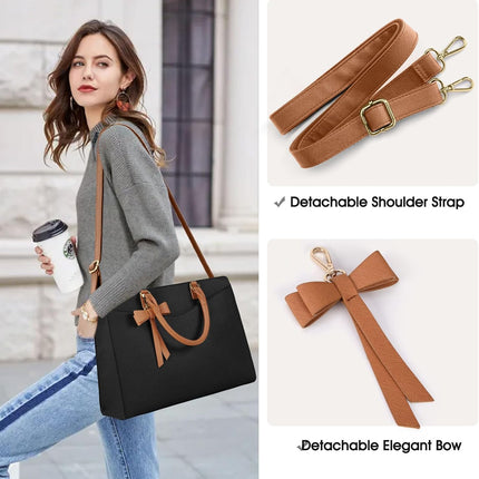 Dakuly Laptoptassen voor vrouwen, 15,6 inch, dameshandtassen, draagtas, grote werktassen, PU-lederen ontwerper-schoudertas voor zakelijk gebruik, kantoor, winkelen of universiteit